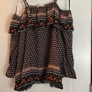 off the shoulder long sleeve top.